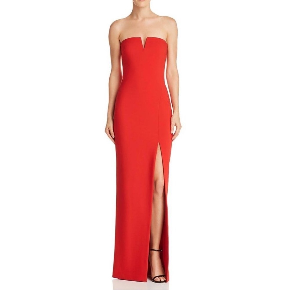 Likely Windsor Ruby Red Strapless Fitted Gown